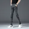 Mäns jeans trendiga män mager jeans retro tvättade snöflinga smal fit typ klassisk enkel casual mode gata skateboarding denim byxor 230316