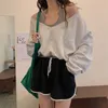 Kadın Hoodies Sweatshirtler Sonbahar Sweatshirt Kadınlar Harajuku Chic Ins Sahte İki Parçalı Sokak Gençler Dış Giyim Allmatch Seksi Uzun Kollu Kırpma Giysileri 230316