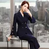 Abiti da donna Blazer Moda Pantalone rosso Abiti da donna Set da 2 pezzi Primavera Autunno Blazer Set Office Lady Business Uniforme da lavoro Abiti Pantaloni formali Suit 230316