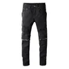Męskie designerskie jeansy w trudnej sytuacji Ripped Biker Slim Fit dżinsy motocyklowe dla człowieka obcisłe spodnie dżinsowe rozmiar 28-40