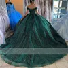 Recién llegado, vestidos de quinceañera con cuentas de encaje verde oscuro, vestido de baile 2023, vestido dulce 16, vestidos de fiesta de cumpleaños 322