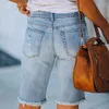 Jeans da donna Donna Estate Street Frange Calzature ad alta elasticità Pantaloni Vita media Cinque punti Strappati Super 2023