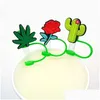 Plantas de canivas de bebida Sile Sile St Toppers Acessórios ER Charms reutilizáveis ​​Plugue de poeira à prova de salto decorativo Droga de 8 mm HOM DHQ2S