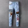 Designer Mens Jeans denim broderi byxor mode hål byxa oss storlek 28-40 hiphop nödställda blixtlåsbyxor för manlig 2023 topp sälj 13