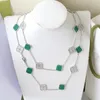 2023 New Crystal Choker Gold-Plated Charm Women 20 Clover 316L Titanium Steel Designer Necklace