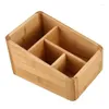 Cosmetic Bags Remote Control Holder Key Collection Cosmetics Receipt Inclusion Organizer Storage Box Wooden