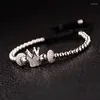 Strand 2023 Crown&Tire CZ Charm Men Bracelet Beads Bracelets Luxurious White Cubic Zirconia Women Jewelry AB1295