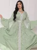 Ubrania etniczne Zaprojektowane Dubaj Kobiet Muślin Sukienka Długa rozbłysk luźna pullover elegancka elegancka elegancka dama na jesień