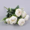 Decorative Flowers 1 Bunch Of Artificial 6 Small Horns Rose Autumn Silk Fake DIY Living Room Family Garden Wedding Decoration