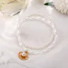 Anklets delysia King Simple Artificial Pearl Fan Shell Anklet Creative Retro Foot Ornaments