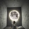 Modern Moon Lamp For Bedroom Living Room Stair Wall Light Fixture Led Interior Earth Background Home Decor Wall Lamps Ring Round