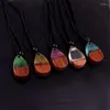 Подвесные ожерелья с твердым деревом Ожерелье / Этническое путешествие по этническому путешествию затвердев Смоловая сумочка -5