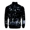 Herenjacks lente herfst zip jas mannen harajuku stijl stand kraag sweatshirt hiphop streetwear 3d print regendrop persoonlijkheid 2023men's