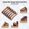 Soap Dish Holder - Bathroom Wooden Soap Saver Handcrafted Soap Holder Soap Tray Stand Natural Wood Soap Case Self Draining for Shower Kitchen Soap Bulk Accessories