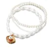 Anklets delysia King Simple Artificial Pearl Fan Shell Anklet Creative Retro Foot Ornaments