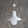Pendellampor små öron vita keramiska led lampor belysning vintage lampa matsal vardagsrum sovrum heminredning hängande