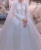 Wedding Dress Luxuries Heavy Work Dresses 2023 Crystals Beaded Long Sleeve Count Train Formal Women Off Shoulder Bridal Gowns