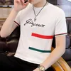 Men's T Shirts Designer Fashion Short Sleeve Striped Knitted T Shirts Slim Fit Casual Tees Male O-neck Thin Pullover Tops