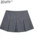 Kvinnors shorts zevity kvinnor hög midja bred veck design slim shorts kjolar kvinnliga sido blixtlås culottes shorts chic pantalone cortos p2576 230316