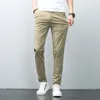 Men's Pants Casual Pants Men Stretch Slim Classic Chino Pants Men Khaki Thin Cotton Summer Trousers Elastic Dress Korean Male Business 230316