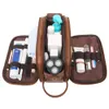 Bolsas de cosméticos Estuches de artículos de tocador de cuero de PU resistente al agua para hombres Kit de Dopp de afeitado de viaje Organizador de maquillaje de baño con secado húmedo 230316