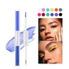 Handaiyan 2 w 1 kolorowy eyeliner w pisaku wodoodporny jedwabnik ołówek do układania aksamitne matowe wykończenie olśniewające musujące wyjątkowo cienkie płynne kredki do makijażu
