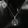 Pendanthalsband Silver Silver Color Tree Of Life Rostfritt stål Halsband för kvinnor Svart emaljkedja Jycken Mors dag Gift N72228BS07