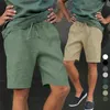 Shorts masculinos de verão masculino shorts shorts de linho de algodão shorts masculinos multi -bolsos de cordão de corte de gole de corredor