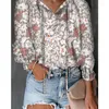 Women's Blouses Fashionable Floral Print Lady Shirt 2023 Autumn V-Neck T-Shirts Female Long Sleeve Loose Tops Women's Tee Outerwear