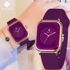 Montres pour femmes WWOOR marque de luxe pour femmes mode carré violet dames montre-bracelet à Quartz étanche bande de Silicone Relogio Feminino 230314