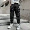 Мужские брюки в стиле технической одежды мульти -карманы грузовые брюки Man Vintage Punk Hip Hop Pants ленты повседневная бегуна уличная одежда 230316