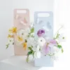 Present Wrap 5st Portable Heart-Shaped Double-Sided Window Bouquet Present Box Wrapping Handle Gift Flower Arrangement Creative Packning 230316