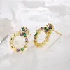 Stud Earrings Exquisite 4 Candy Colors Pearl Zircon Flower Shape Creative Design Romantic Wedding Party Jewelry Gift