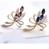 Broşes Klasik Zarif Kadın Parlak Opal Parlayan Kristal Büyük Yay Set Pimi Kadınlar İçin Düğün Buketleri