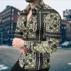 Mannen Casual Shirts Luxe Mode Mannen Oversized Volwassen Shirt Tijgerprint Lange Mouwen Tops Herenkleding Vest Hoge Kwaliteit Thuis