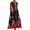 Casual jurken bloemenprint boho casual lange jurk zomerkleding voor dames v-neck sexy off schouder dames jurken plus size maxi jurk 230316