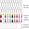 200 st akrylnyckelkakningssats för DIY -projekt Hantverk med nyckelringar Hoppar runda skivor Cirklar Färgglada Tassel 220221253V