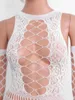 Robes décontractées Sexy femmes femme évider papillon moulante Mini robe Clubwear transparent résille sans manches avec manchette
