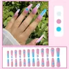 Faux Ongles 24Pcs T Forme Pleine Couverture Gel Appuyez Sur Love Moon Ongle Fini Faux Ongles Conseils Détachable