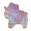 Brosches söt rosa western cowboy elefant brosch metall emalj lapel märke samla denim jacka ryggsäck stift barn mode gåvor