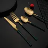 Set di stoviglie Oro bianco opaco Set in acciaio inossidabile 304 Stoviglie Coltello da tavola Cucchiaio da dessert Forchetta da tè Posate da cucina Posate