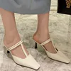 Two Wear High Heels Ladies Sandals New Fashion Female Casual Outdoor Slides Slippers Slip on Women Mules Lady Pumps Shoes 0316