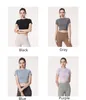 LL Women Yoga Short Sleeve Sports Crop Top Outfit Moisture Wicking High Elastic Fitness Workout Fashion Tees Tops L1325