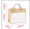 USA Local warehouse Sublimation Jute Tote Bags with Handles Reusable Linen Grocery Shopping Bag Blank Burlap Storage Bag for Woman DIY Decoration 43*35cm