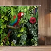 Rideaux de douche flamant rose Animal perroquet oiseau imprimé Tropical vert plante feuilles fleurs Cactus baignoire décor suspendu ensemble de rideaux