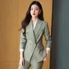 Kvinnors kostymer Blazers Stylish Business Suit Set for Women Spring and Autumn Temperament Small Man Business Set Tooling Casual Suit 230316