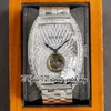 TWF V2 Cintree Curvex Автоматические мужские часы с турбийоном Мощеный корпус с бриллиантами багетной огранки Обледеневший циферблат с бриллиантами Браслет из нержавеющей стали Часы Super Edition Eternity