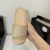 Channel Braided Cord 2023 Sandals Embroidery Knit Women Designer Slides Beige Silver Black Gold Chain Paris Wedge Slip On Mule Beach Flip Flops Brand Platform Tweed