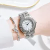 Armbandsur kvinnor tittar på lyxiga rostfritt stål diamant strass casual kvarts klocka för kvinnlig klocka relogio feminino