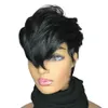 Perucas humanas retas e curtas com franja brasileira pixie pixie cut wig natural renda cheia frontal barato perucas para mulheres negras